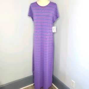 Lularoe Maria maxi dress sz L new purple striped
